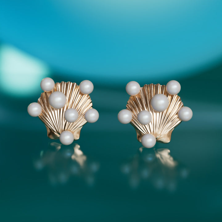 Siren's Shell Unique Surrealist Earrings with Pearls