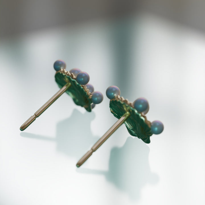 Siren's Shell Unique Surrealist Earrings with Pearls