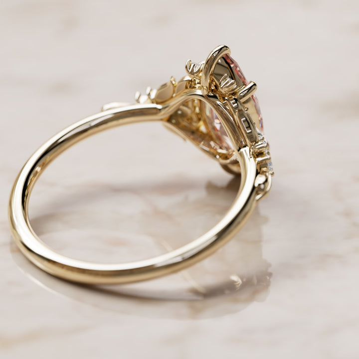 Siriwen Marquise Pink Lab Diamond Fantasy Engagement Ring Nature Inspired with Leaves (Setting Only) By Valley Rose