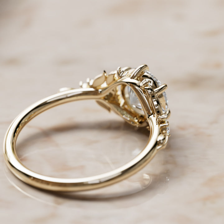 Siriwen Round Lab Diamond Engagement Flower Ring Nature Inspired (Setting Only) By Valley Rose