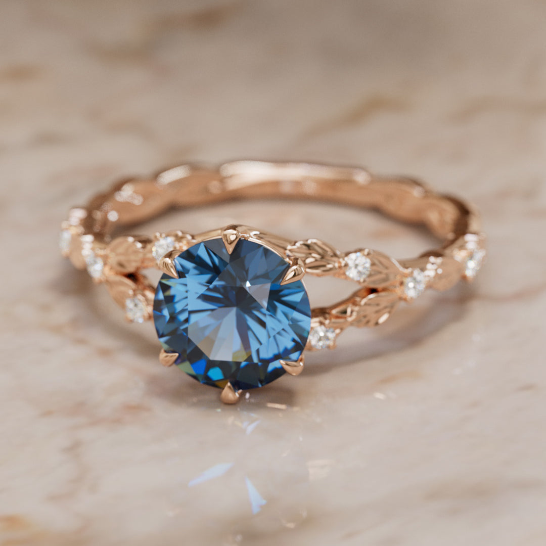 Sorrel Round Blue Sapphire Nature Engagement Ring (Setting Only)