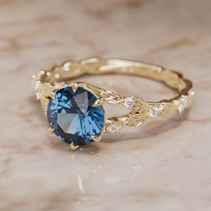 Sorrel Round Blue Sapphire Nature Engagement Ring (Setting Only)