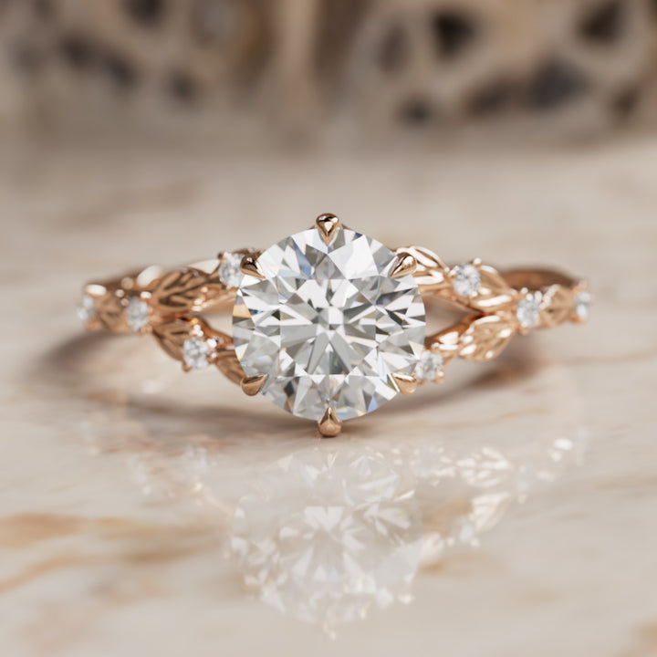 Sorrel Round Lab Diamond Nature Engagement Ring (Setting Only)