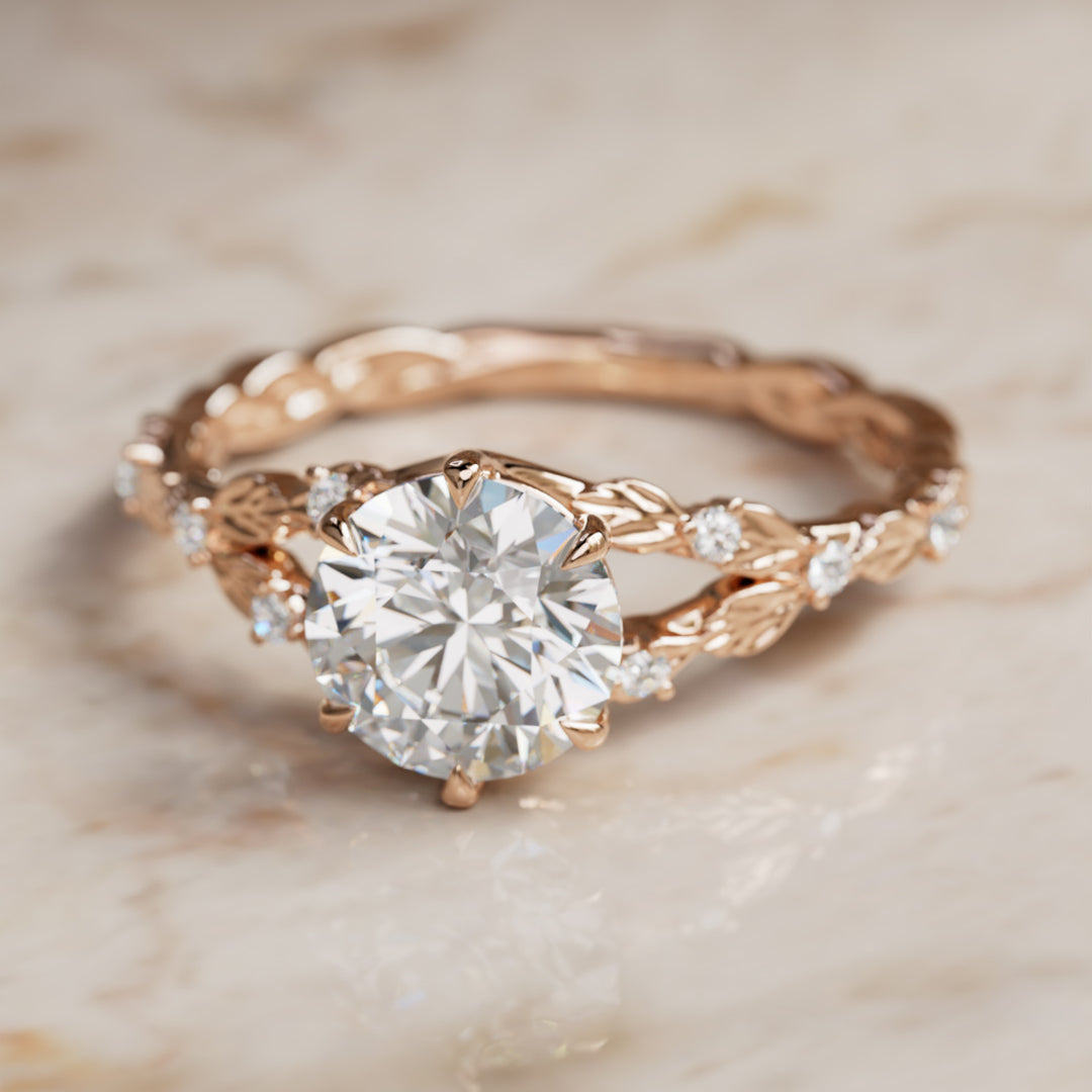 Sorrel Round Lab Diamond Nature Engagement Ring (Setting Only)