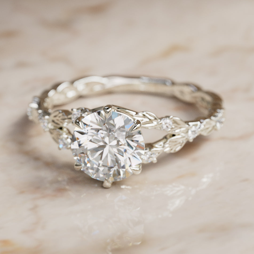 Sorrel Round Lab Diamond Nature Engagement Ring (Setting Only)