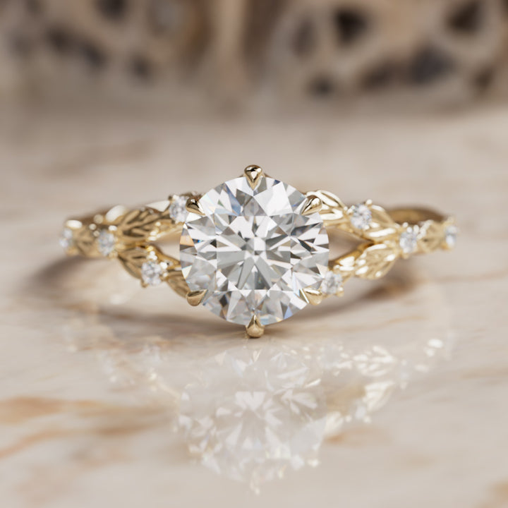 Sorrel Round Lab Diamond Nature Engagement Ring (Setting Only)