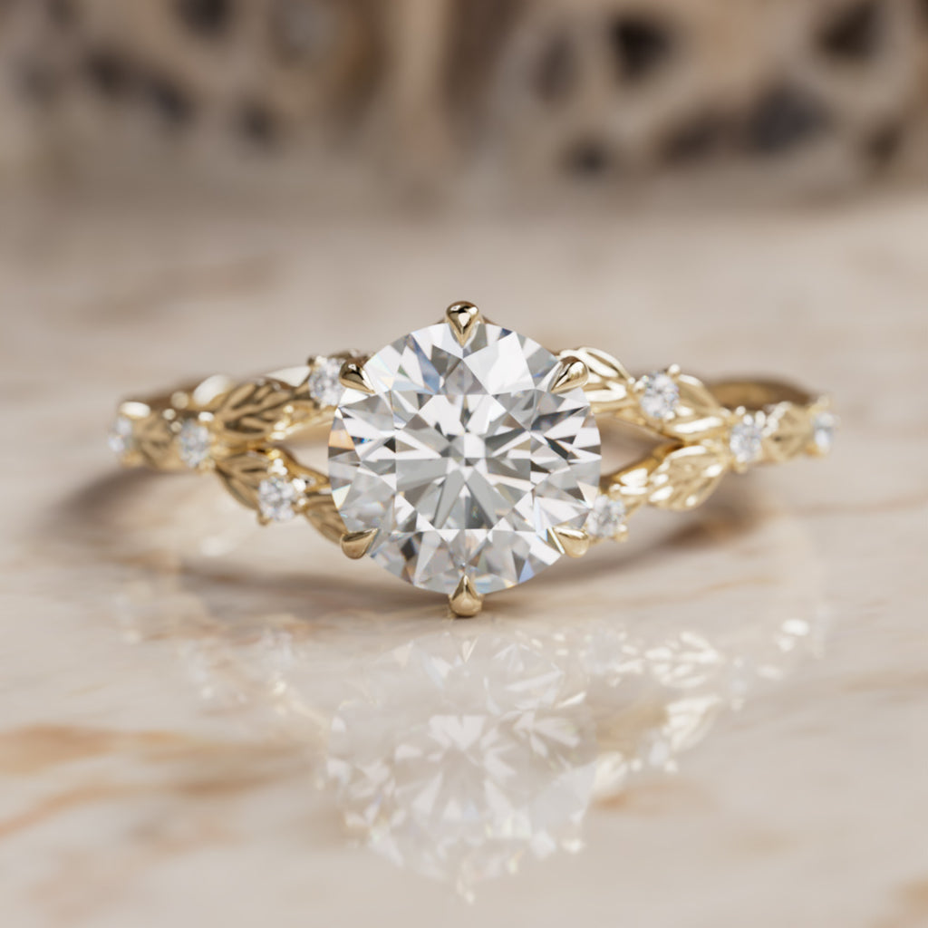 Sorrel Round Lab Diamond Nature Engagement Ring (Setting Only) By Valley Rose