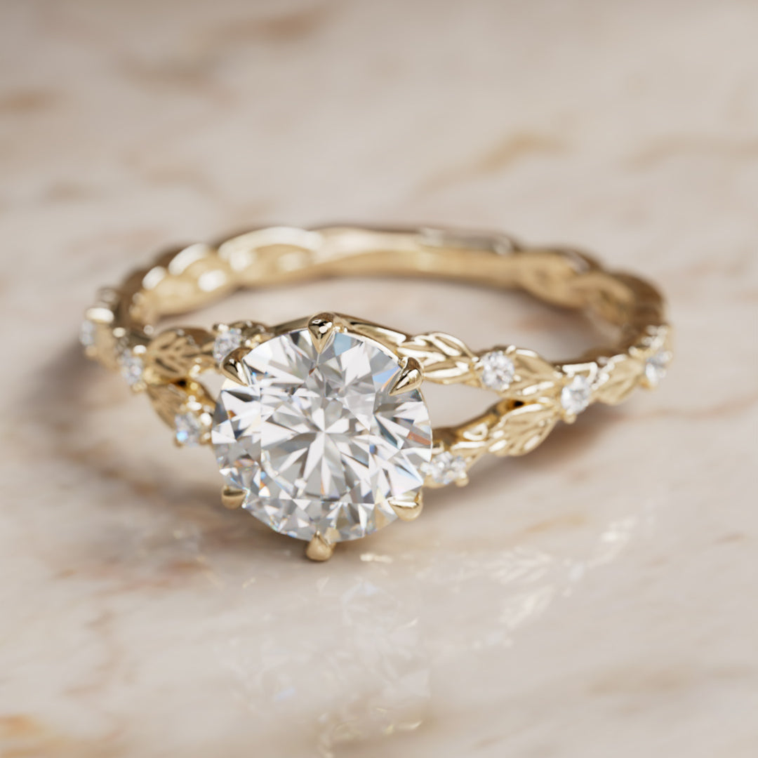 Sorrel Round Lab Diamond Nature Engagement Ring (Setting Only)