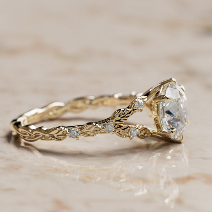 Sorrel Round Lab Diamond Nature Engagement Ring (Setting Only)