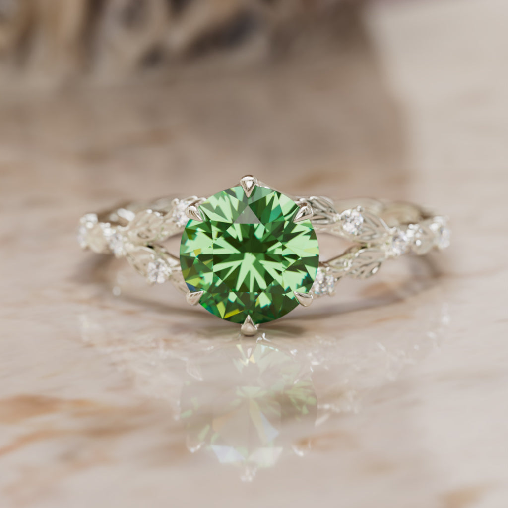 Sorrel Round Green Sapphire Nature Engagement Ring (Setting Only) By Valley Rose