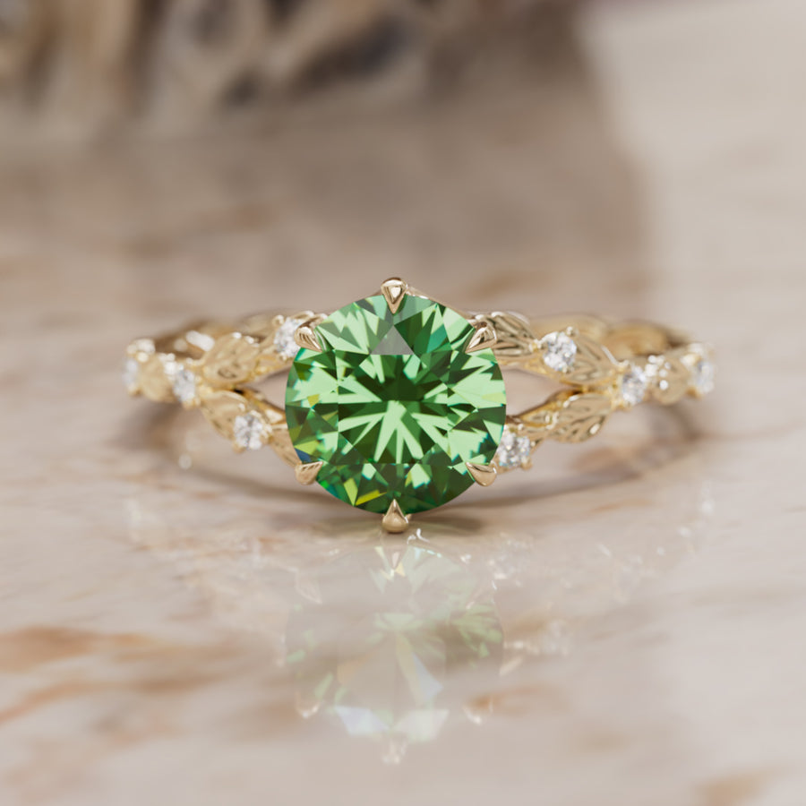 Sorrel Round Green Sapphire Nature Engagement Ring (Setting Only) By Valley Rose