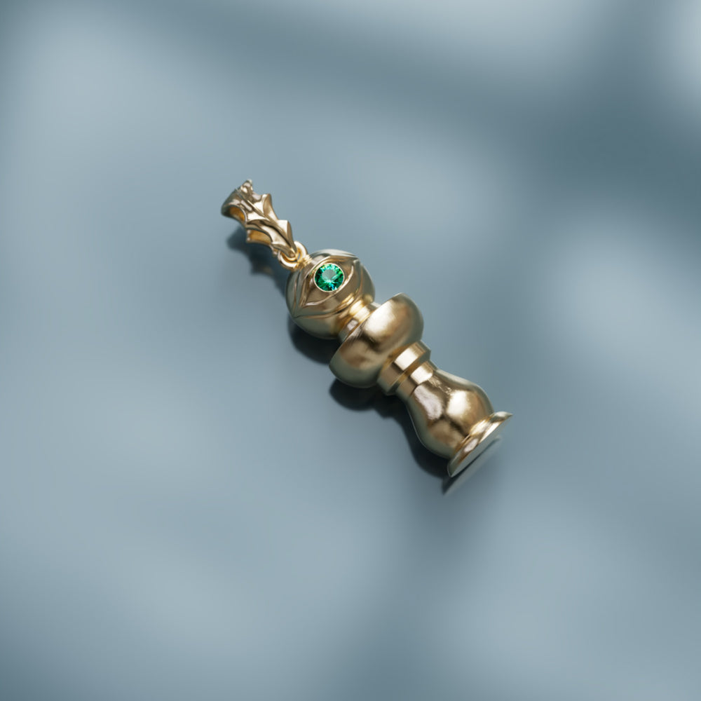 Mini Checkmate Unique Surrealist Chess Pendant in Emerald By Valley Rose