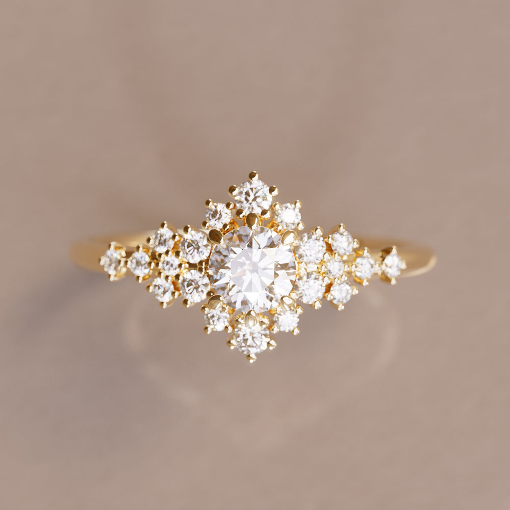 Unique Celestial Star Diamond Engagement Ring By Valley Rose