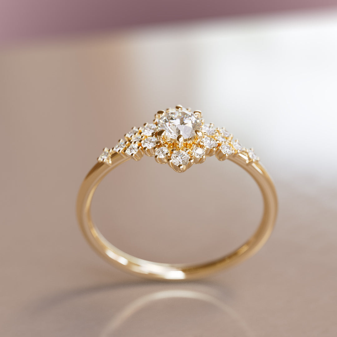 Unique Celestial Star Diamond Engagement Ring By Valley Rose