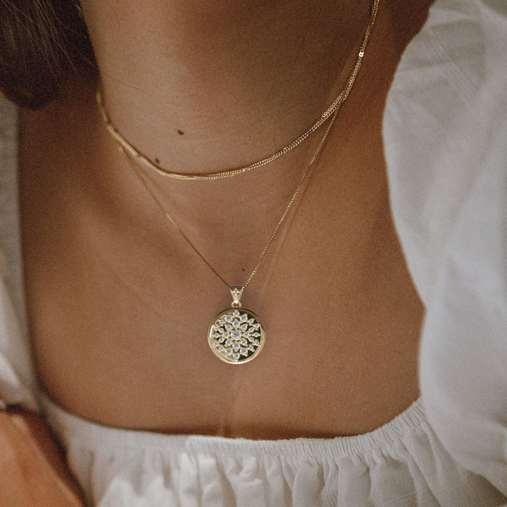 Supermoon Celestial Diamond Coin Pendant Charm