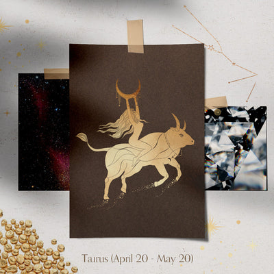 Taurus Zodiac Astrology Charm - Diamond Gold Constellation Pendant Lab Diamond By Valley Rose Ethical Jewelry