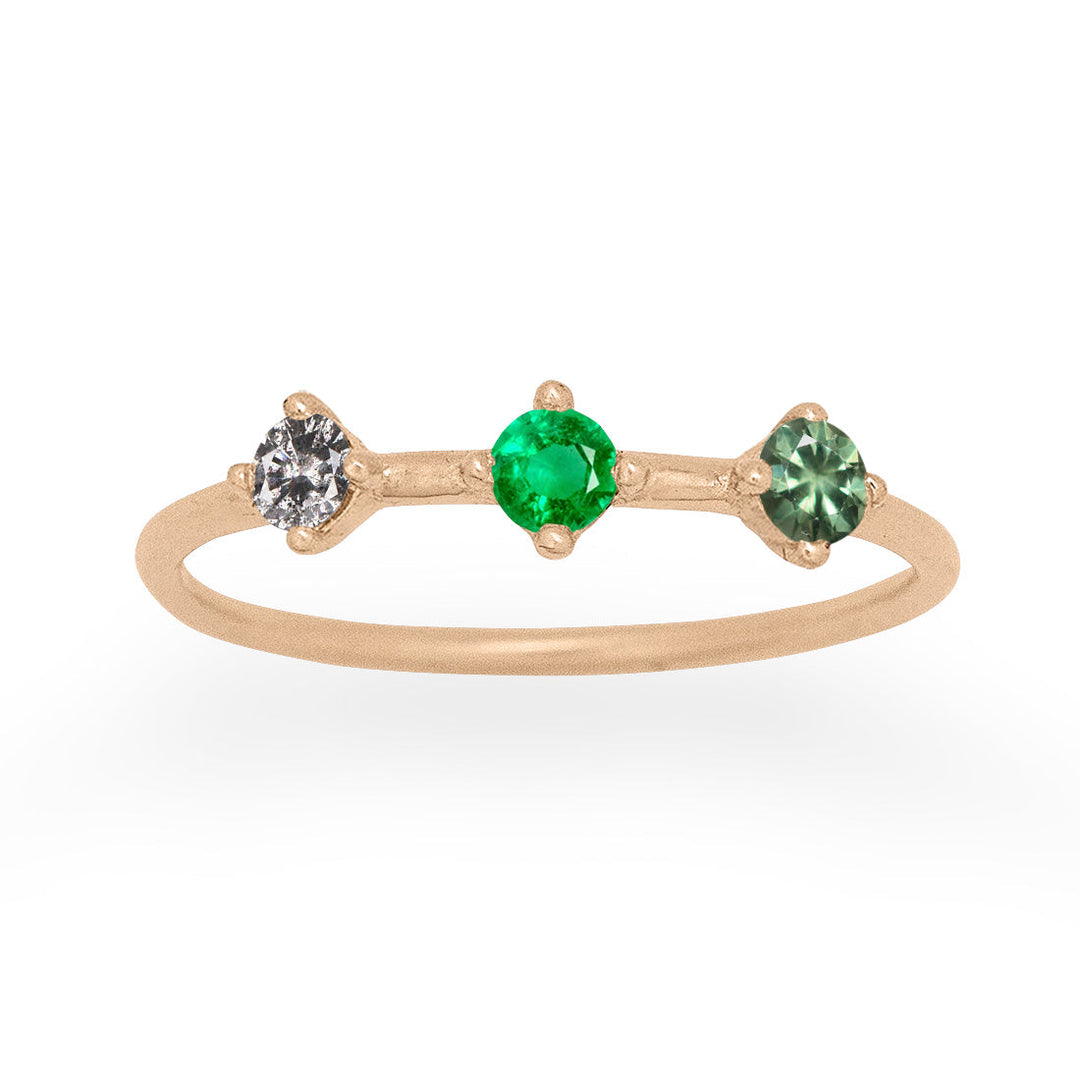 Taurus Zodiac Celestial Orion Constellation Gemstone Ring with Birthstones By Valley Rose