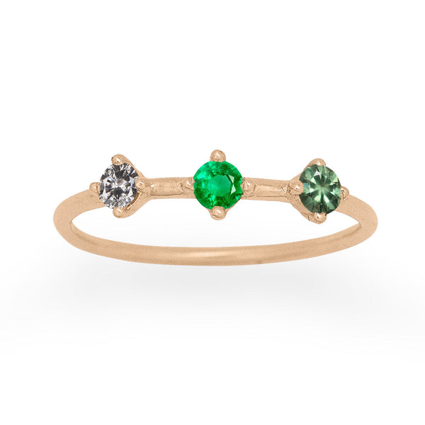Taurus Zodiac Celestial Orion Constellation Gemstone Ring with Birthstones By Valley Rose