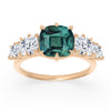 Teal Cushion Cut Sapphire Engagement Ring with Diamonds By Valley Rose