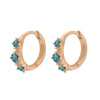 Teal Sapphire Clicker Hoops, Gold Huggie Earrings, Orion's Belt Constellation By Valley Rose