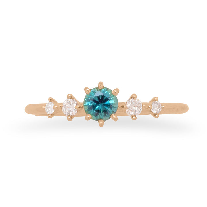Teal Sapphire Engagement Ring Five Stone By Valley Rose