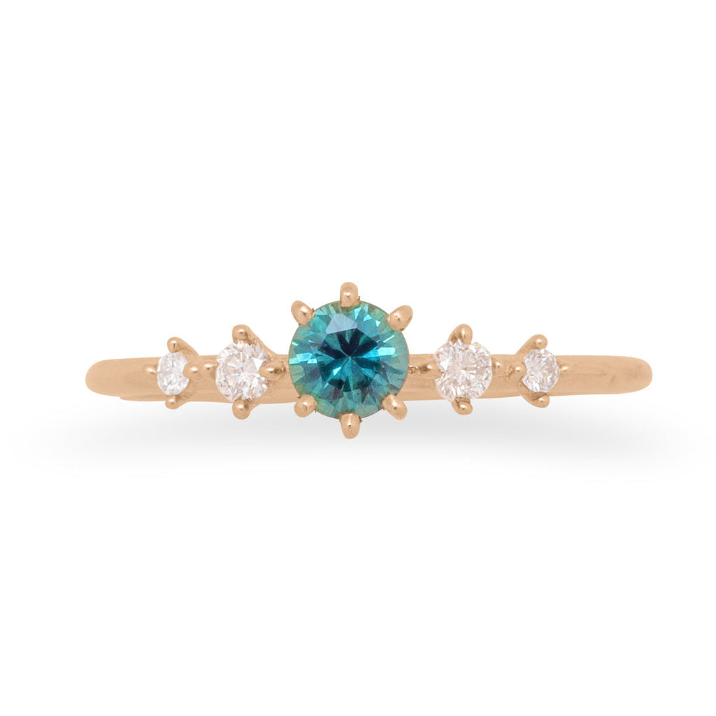 Teal Sapphire Engagement Ring Five Stone By Valley Rose