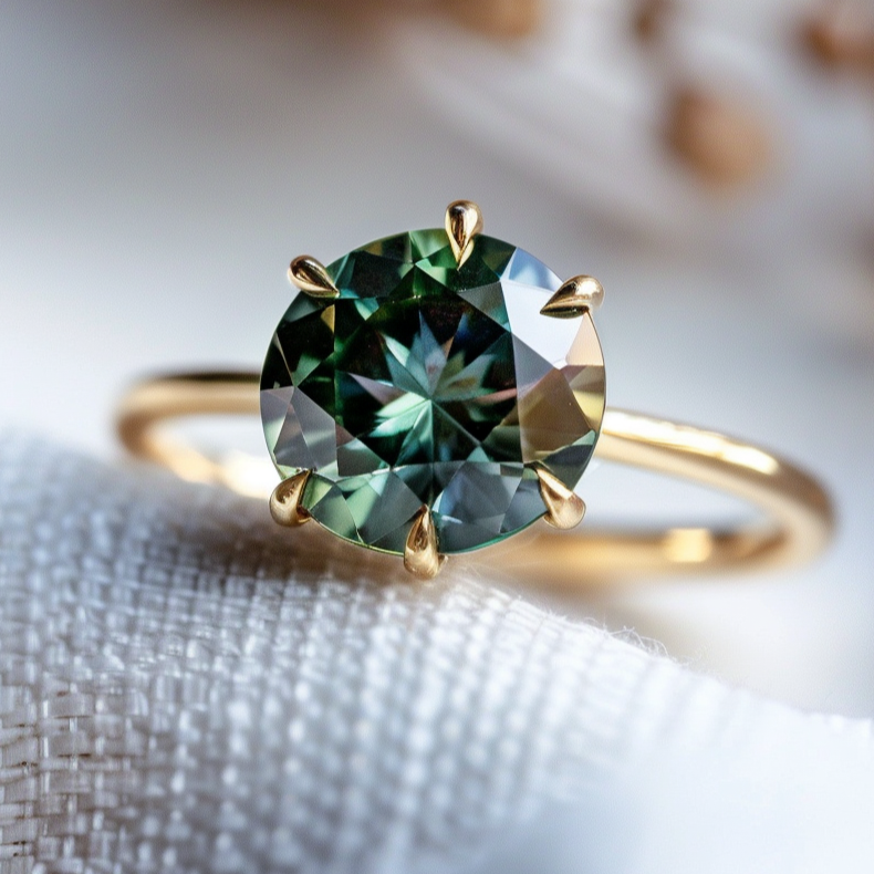 Teal Sapphire Ethical Engagement Ring By Valley Rose