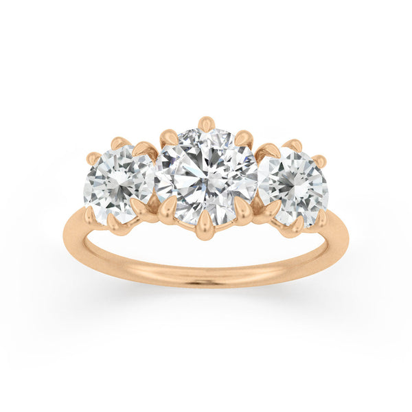 Three Stone Lab Diamond Ethical Engagement Ring By Valley Rose