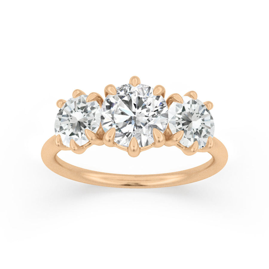 Three Stone Lab Diamond Ethical Engagement Ring By Valley Rose