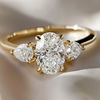 Three Stone Oval Lab Diamond Ethical Engagement Ring with Pear Diamonds By Valley Rose