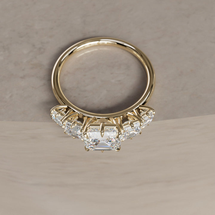 Unique Asscher Cut Diamond Engagement Ring Three Stone By Valley Rose