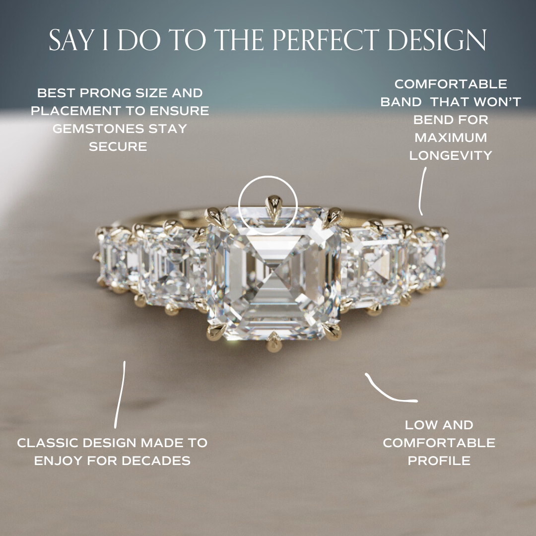 Unique Asscher Cut Diamond Engagement Ring Three Stone By Valley Rose