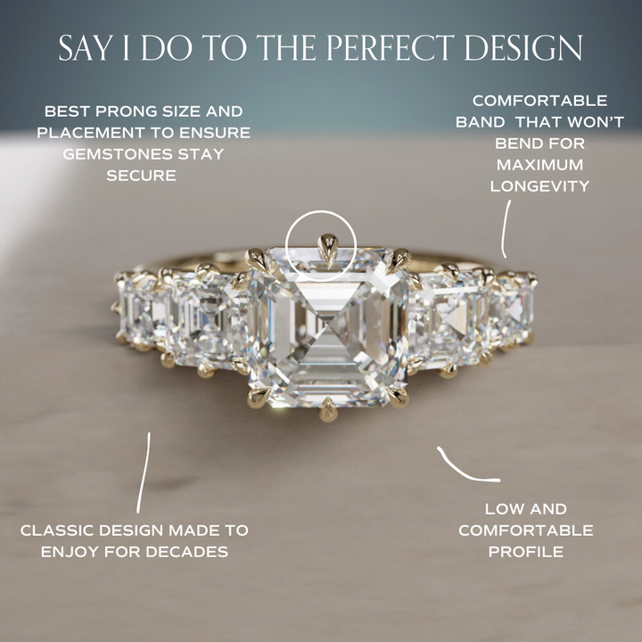 Unique Asscher Cut Diamond Engagement Ring Three Stone By Valley Rose