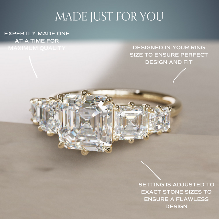 Unique Asscher Cut Diamond Engagement Ring Three Stone By Valley Rose