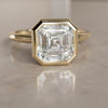 Unique Asscher Cut Lab Created Diamond Engagement Ring with Bezel Setting By Valley Rose