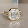 Unique Asscher Cut Lab Created Diamond Engagement Ring with Bezel Setting By Valley Rose