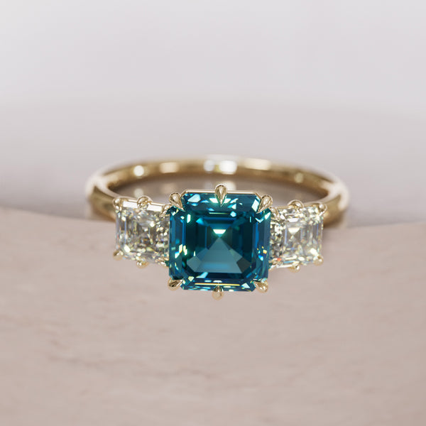 Ari Asscher Cut Blue Sapphire Engagement Ring, Setting Only