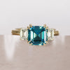 Unique Blue Sapphire Engagement Ring Three Stone Asscher Cut By Valley Rose