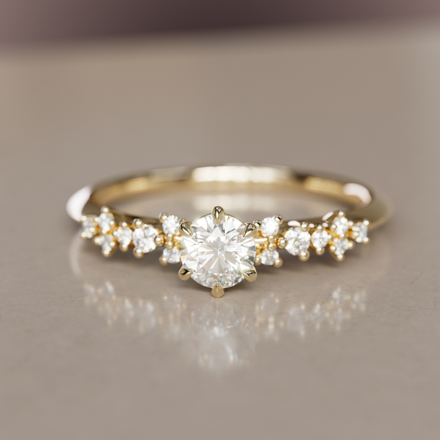Unique Celestial Star Diamond Engagement Ring By Valley Rose