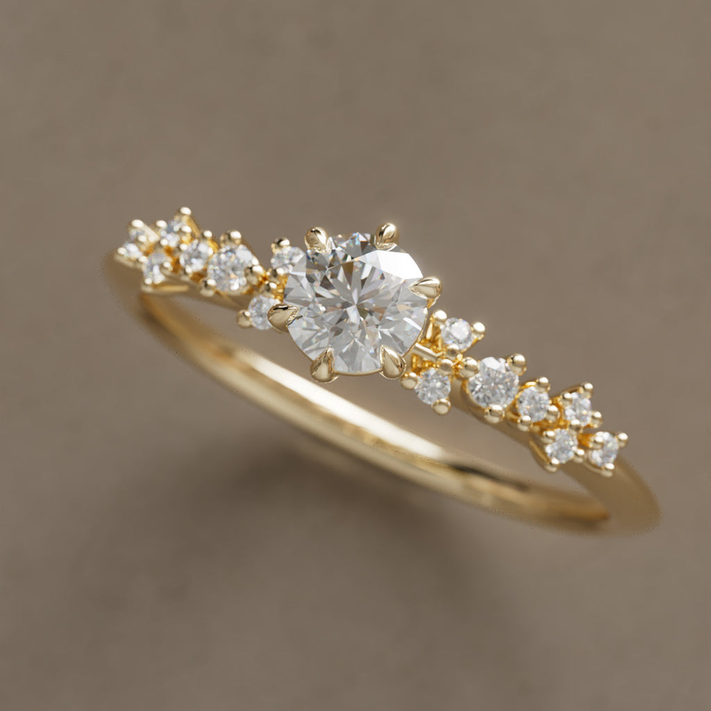 Unique Celestial Star Diamond Engagement Ring By Valley Rose