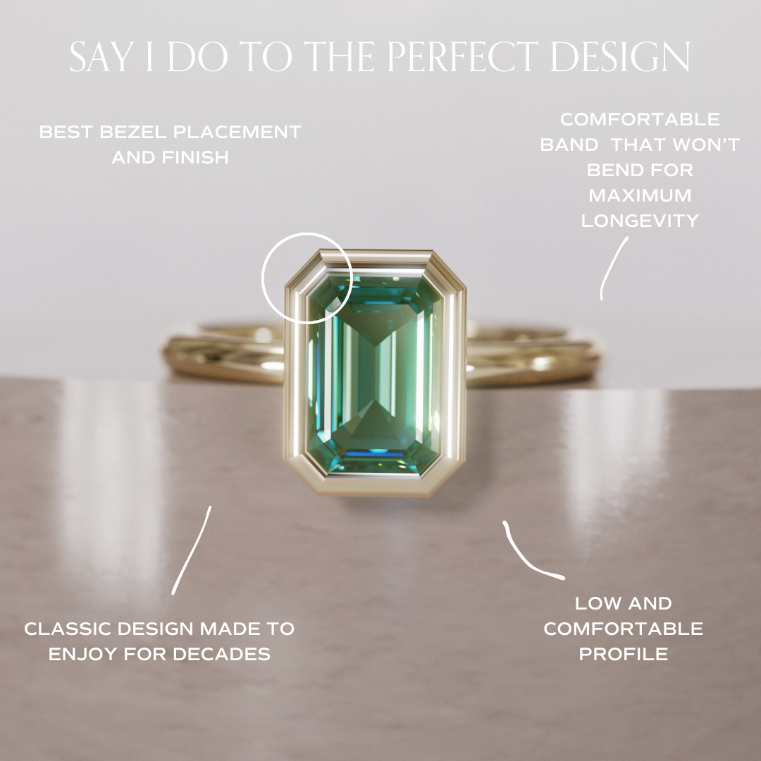 Unique Emerald Cut Green Sapphire Engagement Ring Bezel Solitaire By Valley Rose