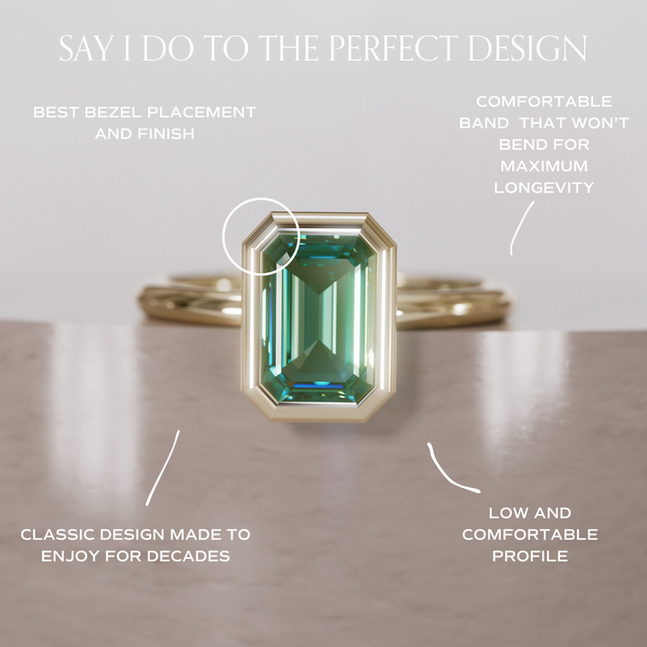 Unique Emerald Cut Green Sapphire Engagement Ring Bezel Solitaire By Valley Rose