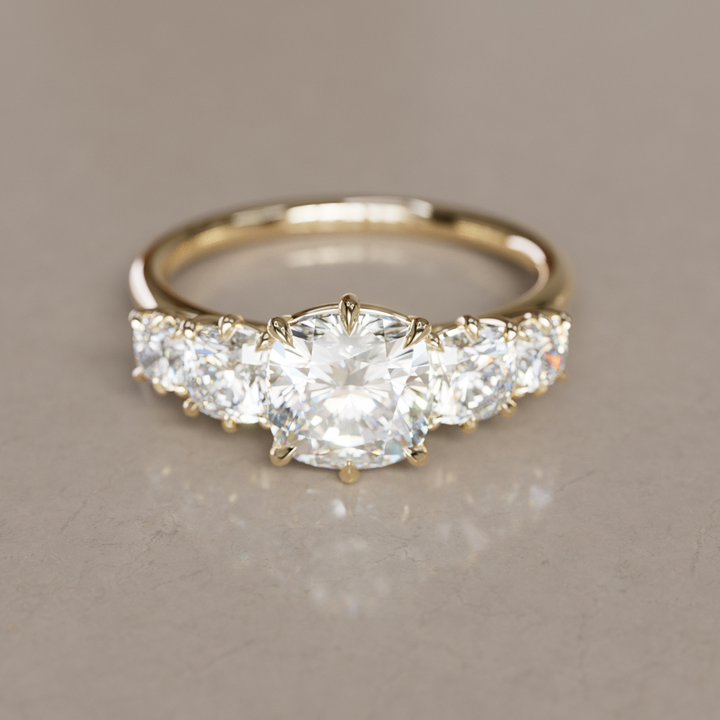 Unique Engagement Ring Five Stone Cushion Cut Diamond By Valley Rose