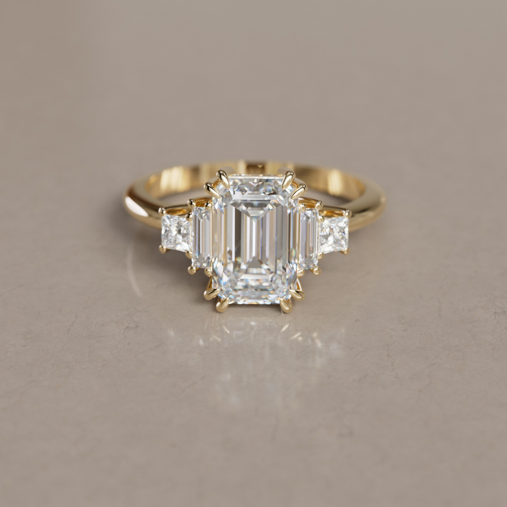 Unique Engagement Ring Five Stone Emerald Cut Diamond By Valley Rose