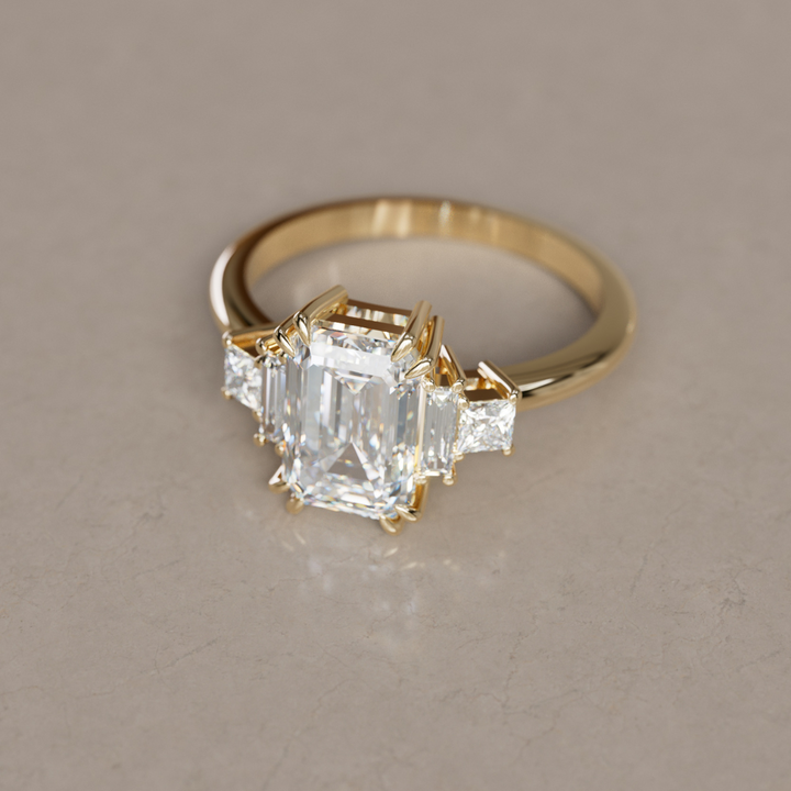 Unique Engagement Ring Five Stone Emerald Cut Diamond By Valley Rose
