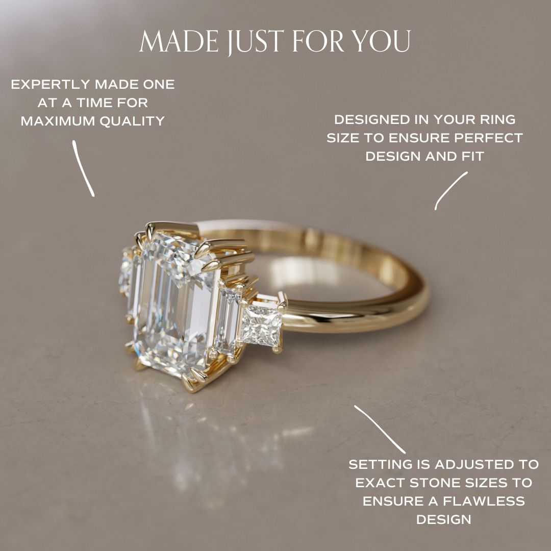 Unique Engagement Ring Five Stone Emerald Cut Diamond By Valley Rose