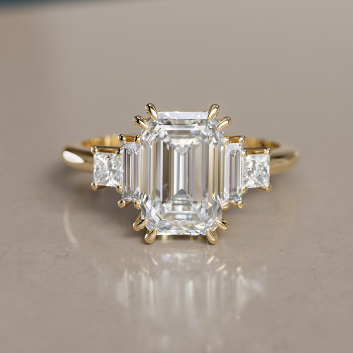 Unique Engagement Ring Five Stone Emerald Cut Diamond By Valley Rose