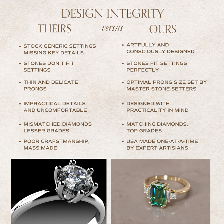 Unique Engagement Ring Five Stone Emerald Cut Green Sapphire and Diamonds By Valley Rose