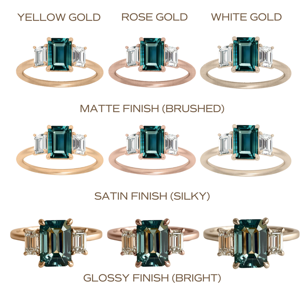 Blue Sapphire Emerald Cut Engagement Ring Three Stone By Valley Rose