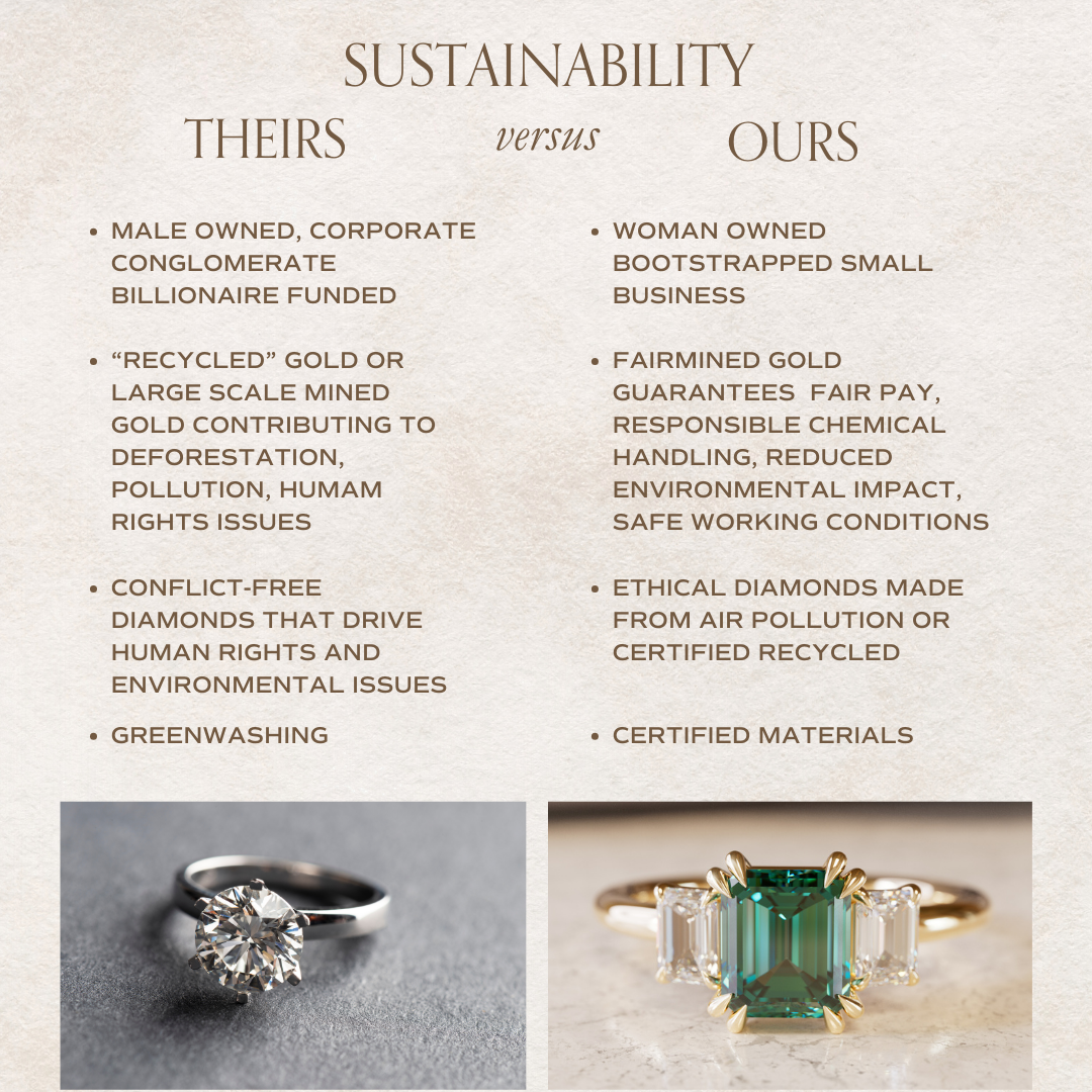 Unique Engagement Ring, Green Sapphire Emerald Cut Three Stone By Valley Rose